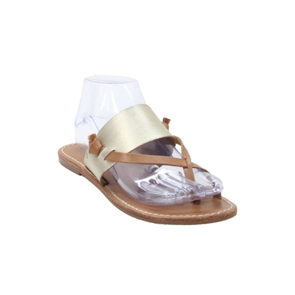 Soludos Women's Leather Metallic Thong Sandals Brown Size 7.5